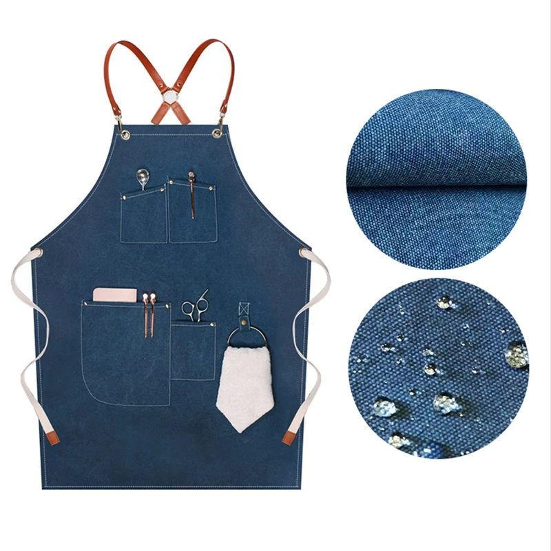 

Senyue kitchen Restaurant work Apron Antifouling canvas Chef Cooking Kitchen Apron For Woman Men Cafe Shop BBQ Hairdresser