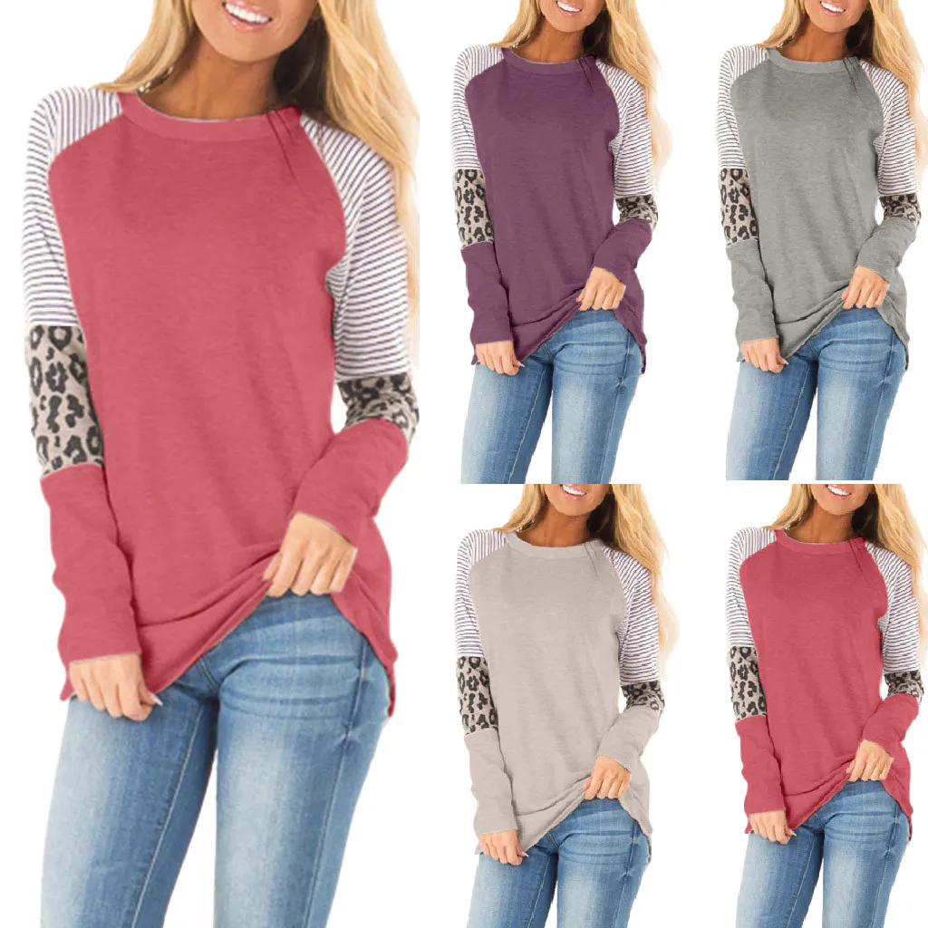 

2019 New Tshirt Women Casual Leopard Printing Long Half Sleeve Tops T-shirt Poleras Haut Femme Camiseta Mujer Top Women T Shirt