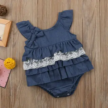 

Newborn Kids Baby Girls 0-18M Blue Romper Party Lace Tutu Dress Clothes Outfit