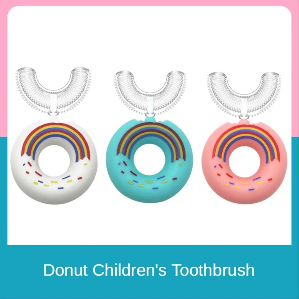 Kinder 360 Grad Donut Manuelle Zahnbürste Kinder Silikon U-förmigen Zahn Pinsel Cartoon Geschenk Für 2-6-12 jahre Alt