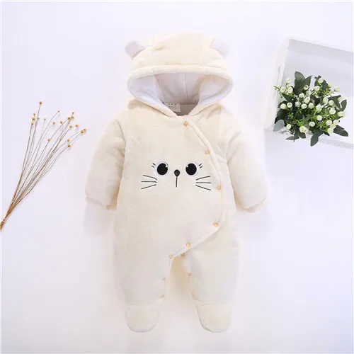 beige cat Детские комбинезоны, зимняя одежда для маленьких мальчиков и девочек, хлопковая одежда для новорожденных, зимние детские комбинезоны для новорожденных, теплые - Цвет: beige cat