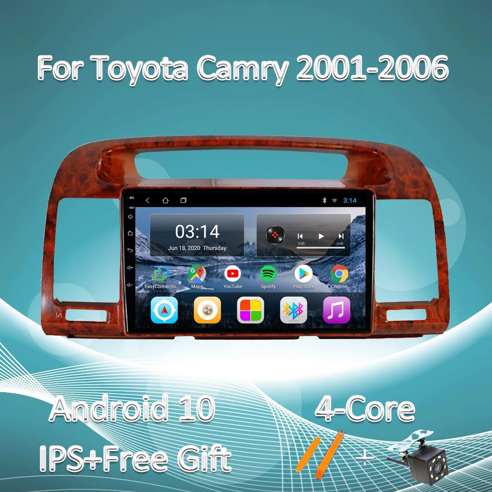 Автомагнитола мультимедийный видеоплеер GPS-навигатор для Toyota Camry 5 XV 30 2001-2006 Android 10