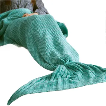 

5 Colors Mermaid Tail Blanket Lady Soft Handmade Sleeping Bag Fashionable Knitted Blanket Fishtail Sleeping Bedspreads