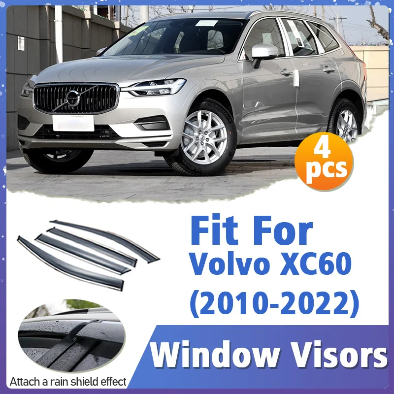 

Window Visor Guard for Volvo XC60 2010-2022 4pcs Vent Cover Trim Awnings Shelters Protection Sun Rain Deflector Auto Accessories