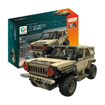 

538pcs DIY 2.4G 4H USB Charging Building Block RC Car Toys Simulated Military Vehicle Electric RC Car Model For Kid MoFun-13009