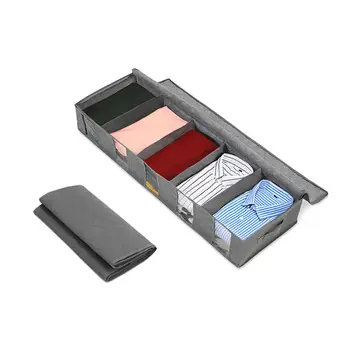 

Under Bed Clothes Item Storage Container Clothes Organizer Foldable With 5 Sections And Visible Clear Window
