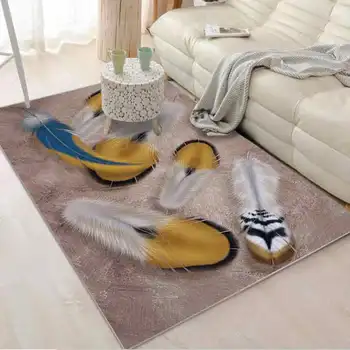 

Bohemian Feather Simple Style Area Rug Color Flower Art Carpets For Living Room Bedroom Decor Anti-Slip Floor Mat Carpets