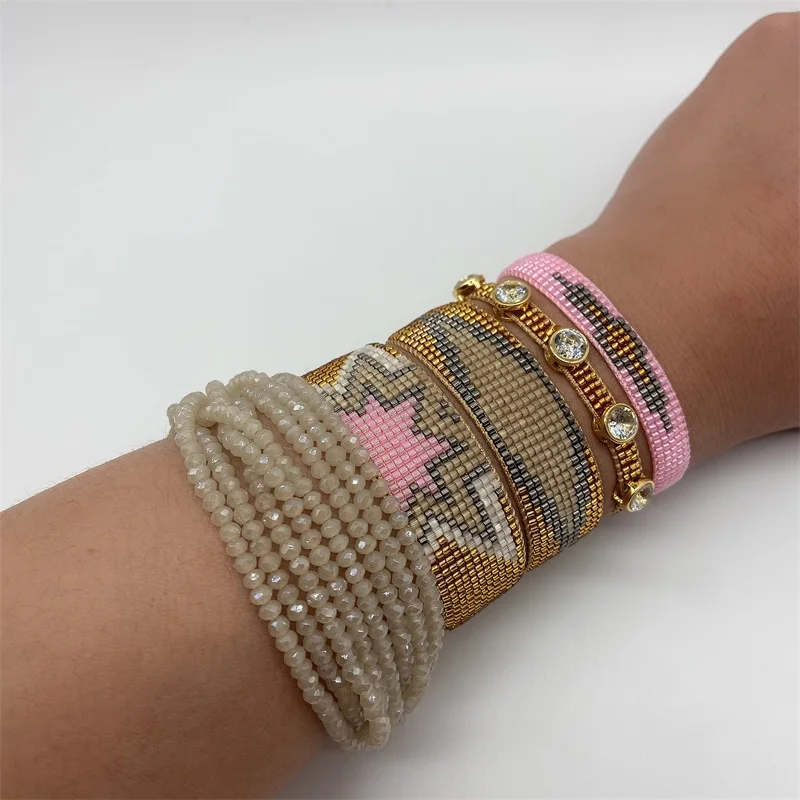 

ZHONGVI Miyuki Bracelets Mexican Fashion Pulseras Femme Zircon Jewelry Boho Evil Eye Bracelets Women Firework Pattern Jewellery