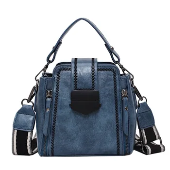 

Women's bag 2019 new pu oblique satchel retro embroidered thread bucket bag woman's handbag