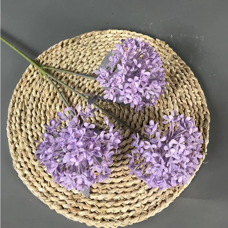 Фиолетовый 10Pcs Fake Retro Hydrangea(3 heads/piece) 24.41" Length Simulation Dandelion for Wedding Home Decorative Artificial Flowers - Цвет: Фиолетовый