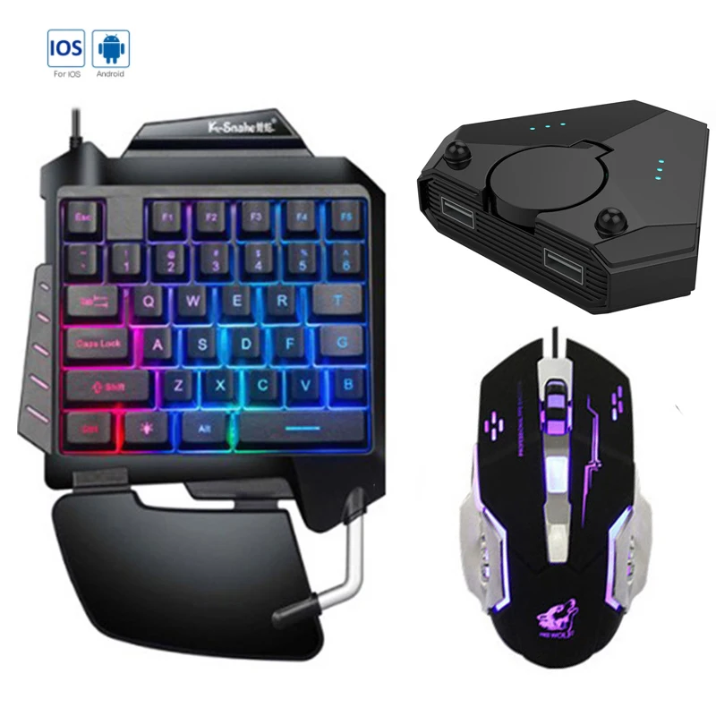 Keyboard Mouse Converter Set PUBG Game Controller Gaming Mouse One-Handed Keyboard Adapter PUBG Gamepad For IOS/Android