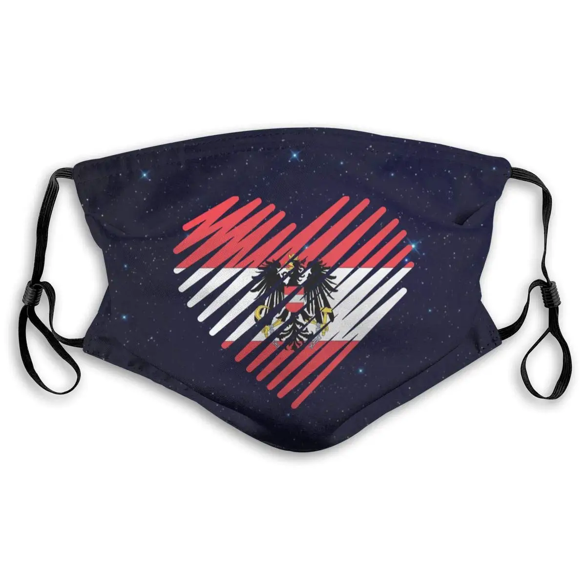

Love Flag of Austria Heart Mouth Cover Mask with PM2.5 Filters 5 Layers of Protection for Unisex Black