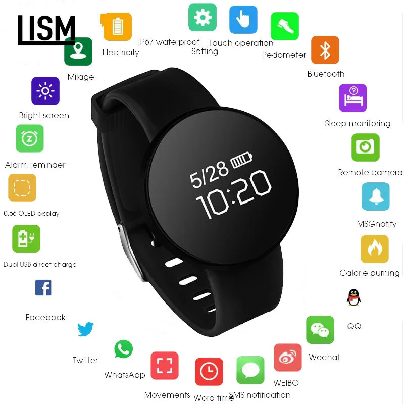 

Smart watch IP68 waterproof Sport Activity Fitness tracker Heart rate monitor BRIM Men women smartwatch For Android смарт часы