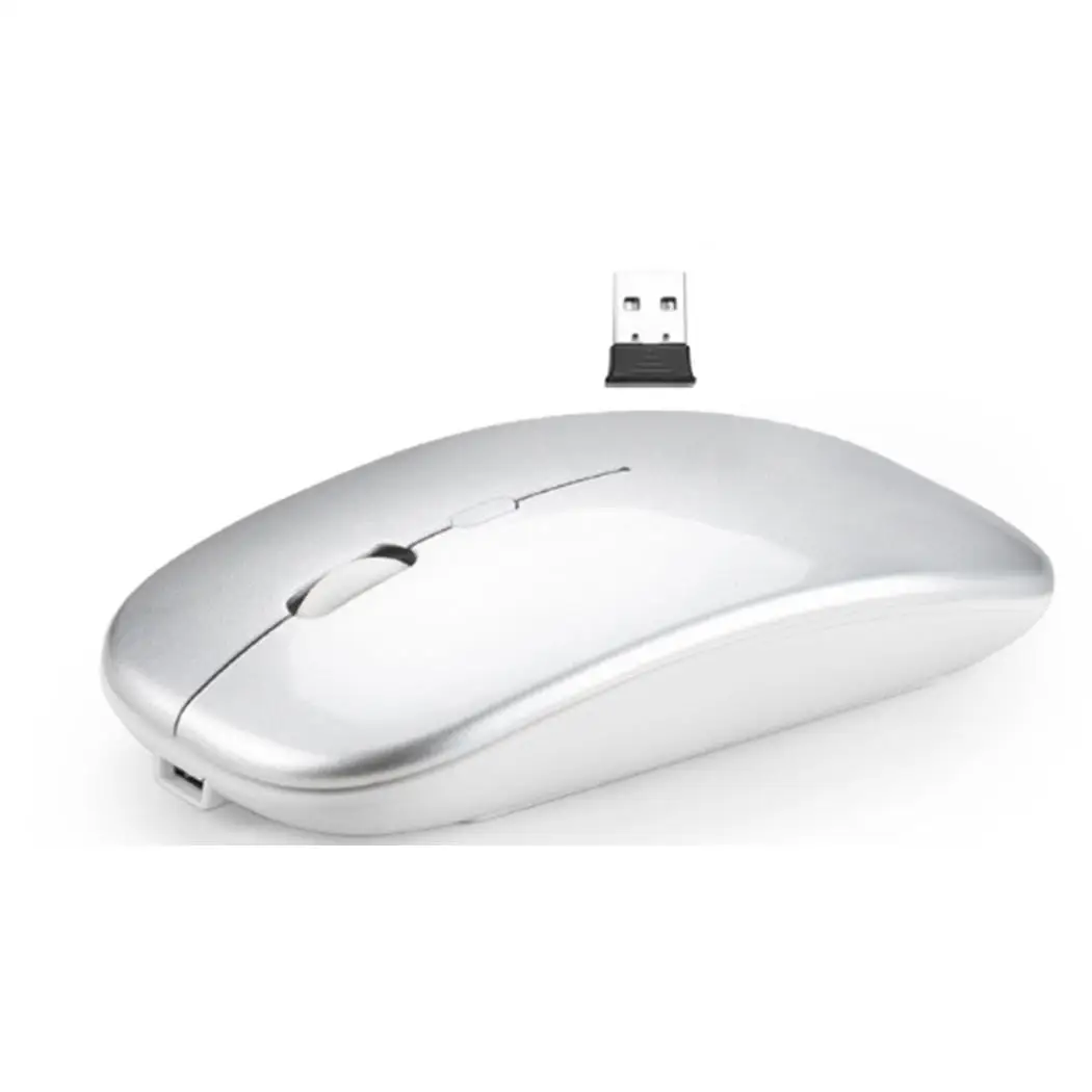 silver common Новинка, Bluetooth, двойной режим, перезаряжаемая мышь, бесшумная, 0,077 кг, 10 м, повседневная, игровая, прокрутка, вверх и вниз, беспроводная мышь - Цвет: silver common