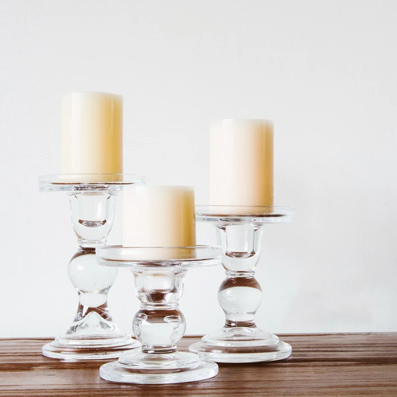 

Dual Use Glass Candle Stick Holders Clear Taper Candles Holder for Burning Candles Taper Candle Party and Wedding Centerpieces