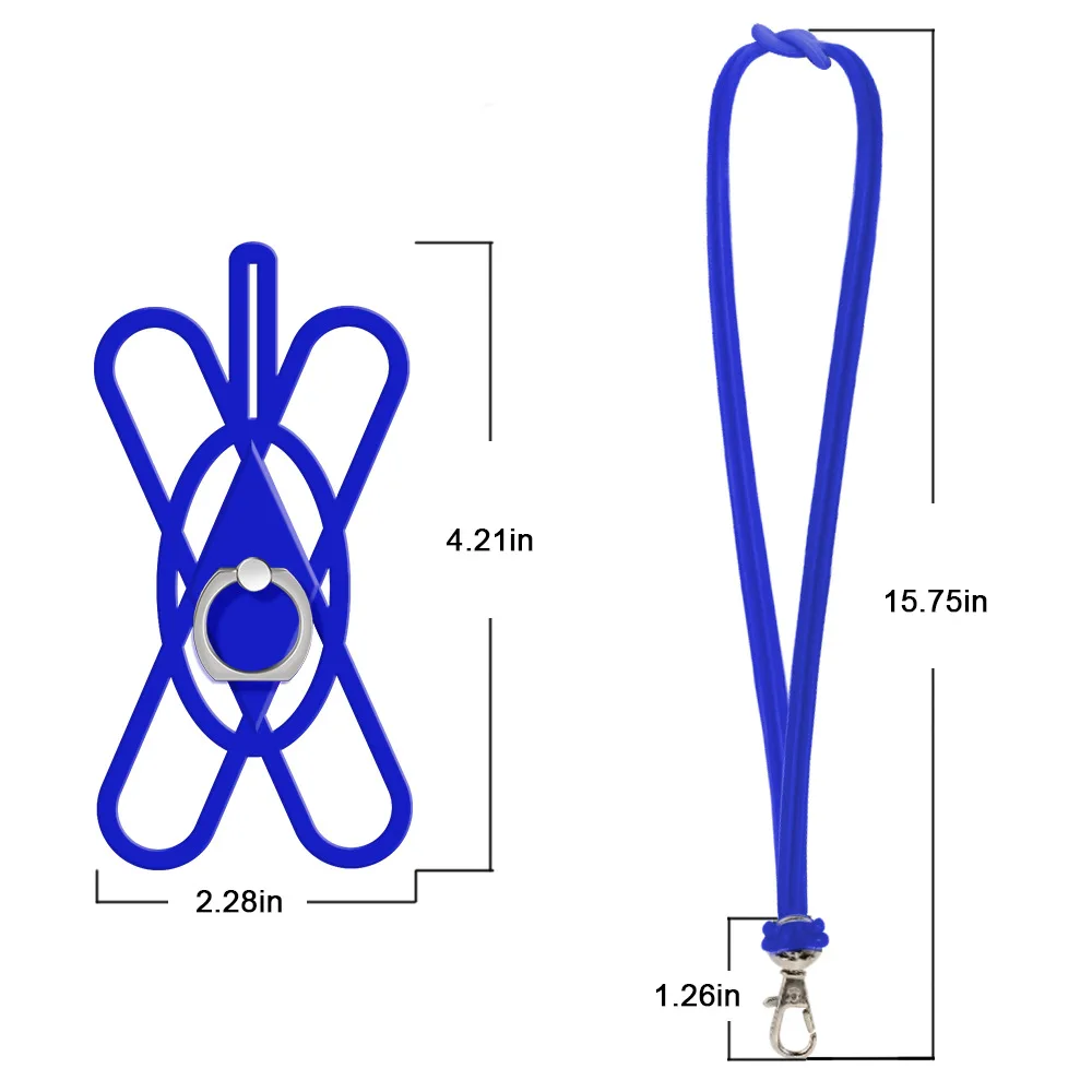 Универсальный силиконовый ремешок-держатель чехол для мобильного телефона шейный ремешок ожерелье слинг мобильные ключи для ключей для телефона брелок - Цвет: blue