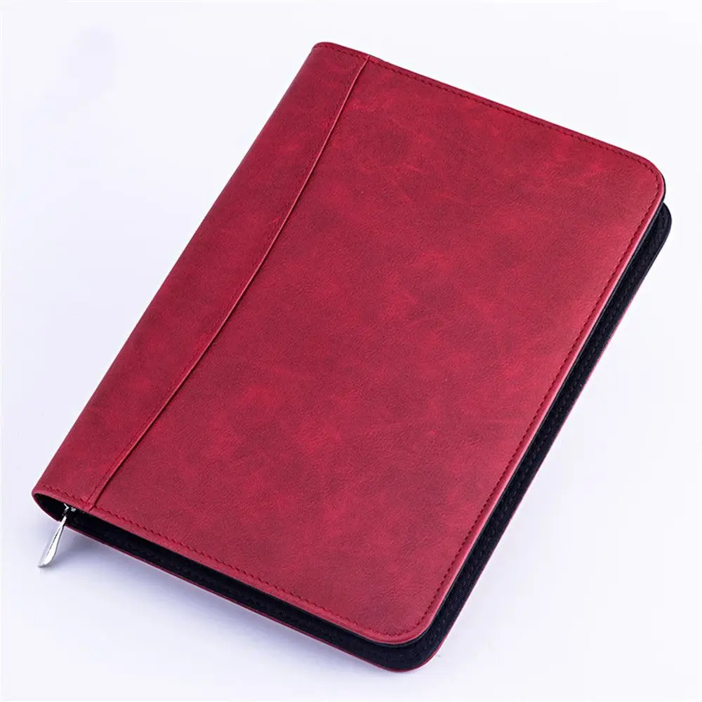1 шт. искусственная кожа A5 Padfolio с калькулятором папка на молнии портфель для ноутбука папка для руководителя спиральная дорожная записная книжка - Цвет: red