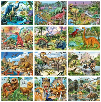 

HUACAN Full Square Diamond Painting Dinosaur Wall Art Diamond Embroidery Mosaic Animal Rhinestone Picture