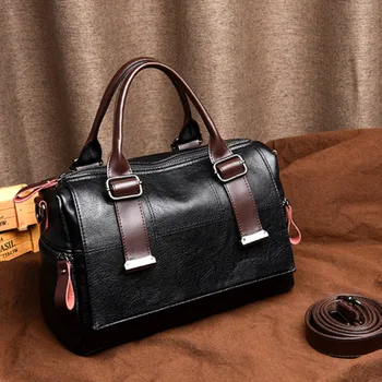 

Women Cowhide Leather Bag Vintage Messenger Bags Shoulder Handbag Women Top-Handle Thread Fashion Totes