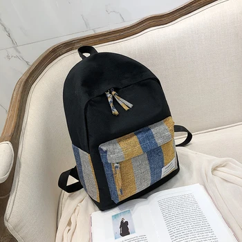 

Student Girl School Bag Fashion Women Backpack New Travel Bag Stripe Style Shoulder Bag For Women 2019 Bagpack Rucksack Knapsack