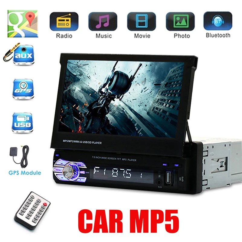 Vehemo FM/USB/AUX для gps-навигации автомобиля Bluetooth MP5 плеер выдвижной экран заднего вида TF Поддержка