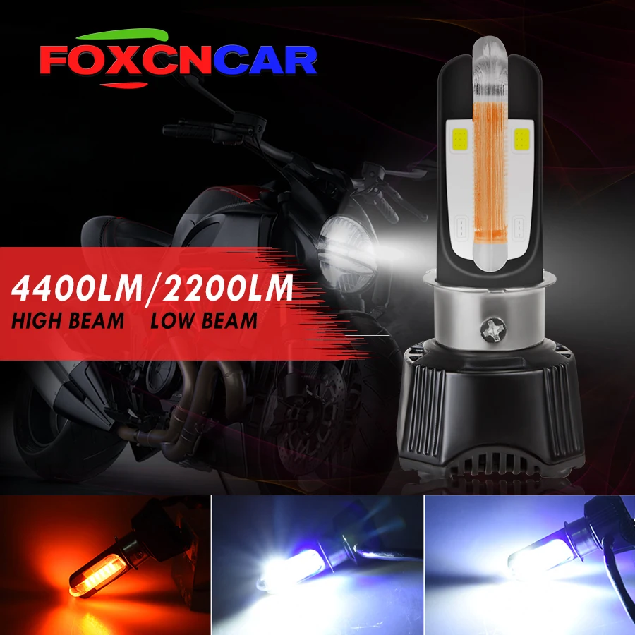 Двухсторонний H4 led rcycle DLR 6500K 40W Hs1 P15d PA20D Светодиодная лампа 4400LM 10 бусин красный