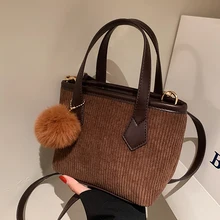 

2022 New Brand Fashion Striped Velvet Winter Retro Wild Western Style High-Quality Texture Women Shoulder Crossbody Bucket Bag