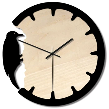 

Clock Nordic Woodpecker Style Wall Clock Silent Wooden Home Living Room Modern Design Decorative Clock