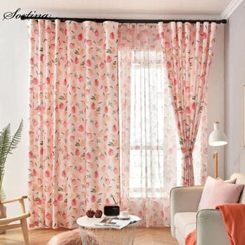 

Window Curtains Nordic Style Pink Curtains 2 Colors Ins Peach Half Shade Curtain for Bedroom Study Kitchen Coffee Shop