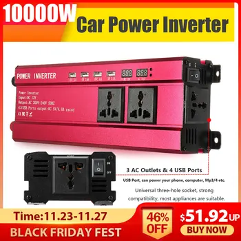 

P eak 10000W Car Solar Power Inverter DC 12V to AC 200-240V Sine Wave USB Converter Voltage Transformer USB Modified Sine Wave