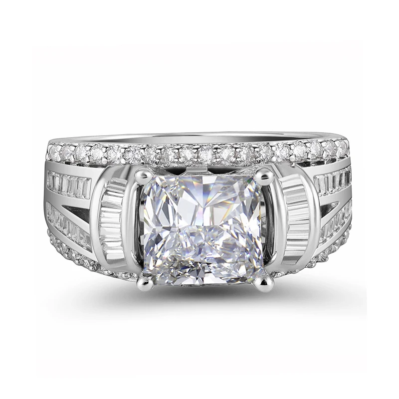 Huitan AAA Princess Cut Cubic Zirconia Crystal Ring for Women Wedding Engagement Rings Full Bling Iced Out Gift Fashion Jewelry