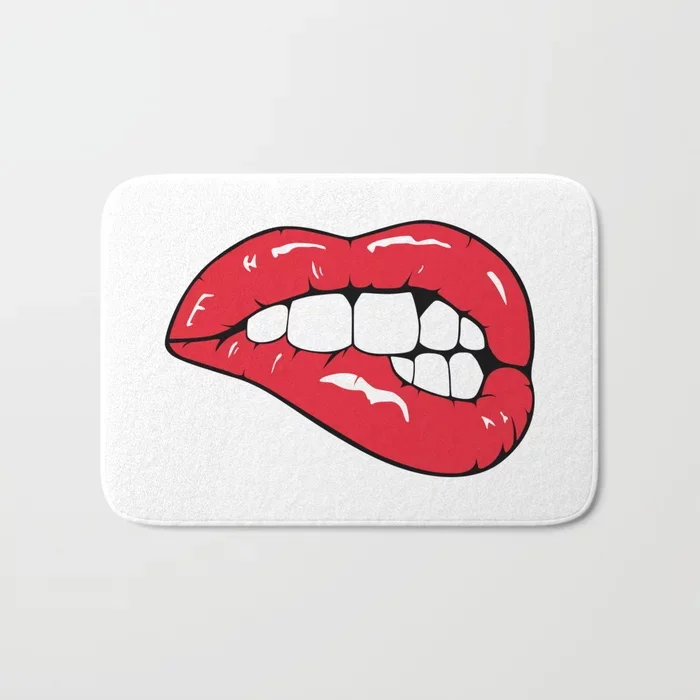 HOT Bathroom Rugs Red Lips Pop art Bath Mat Flannel Absorbent Non Slip