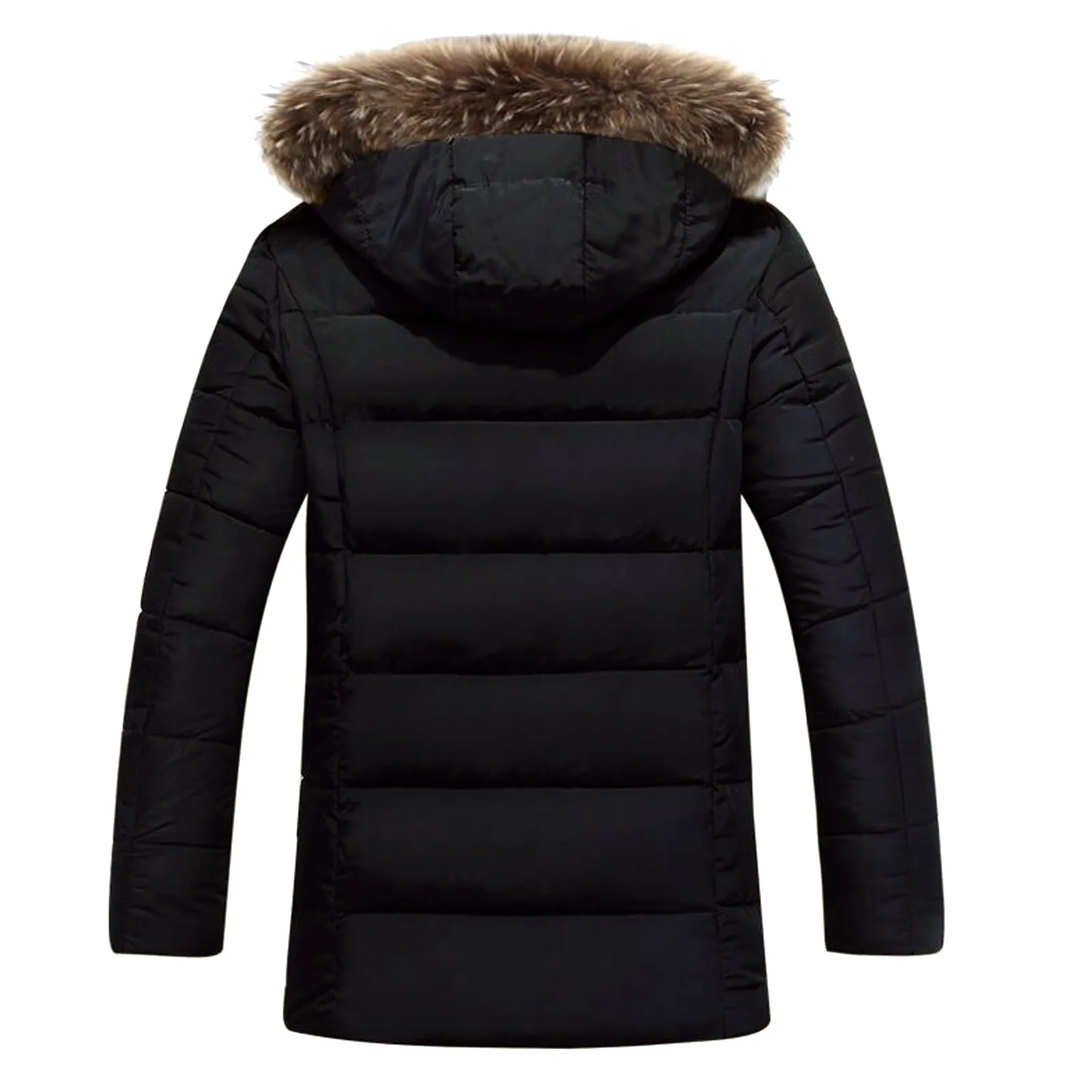 Men's Casual Solid Zipper Pocket Long Sleeve Coat Furry Collar Hooded Parkas Warm Fashion New Streetwear Coat chaquetas hombre 2