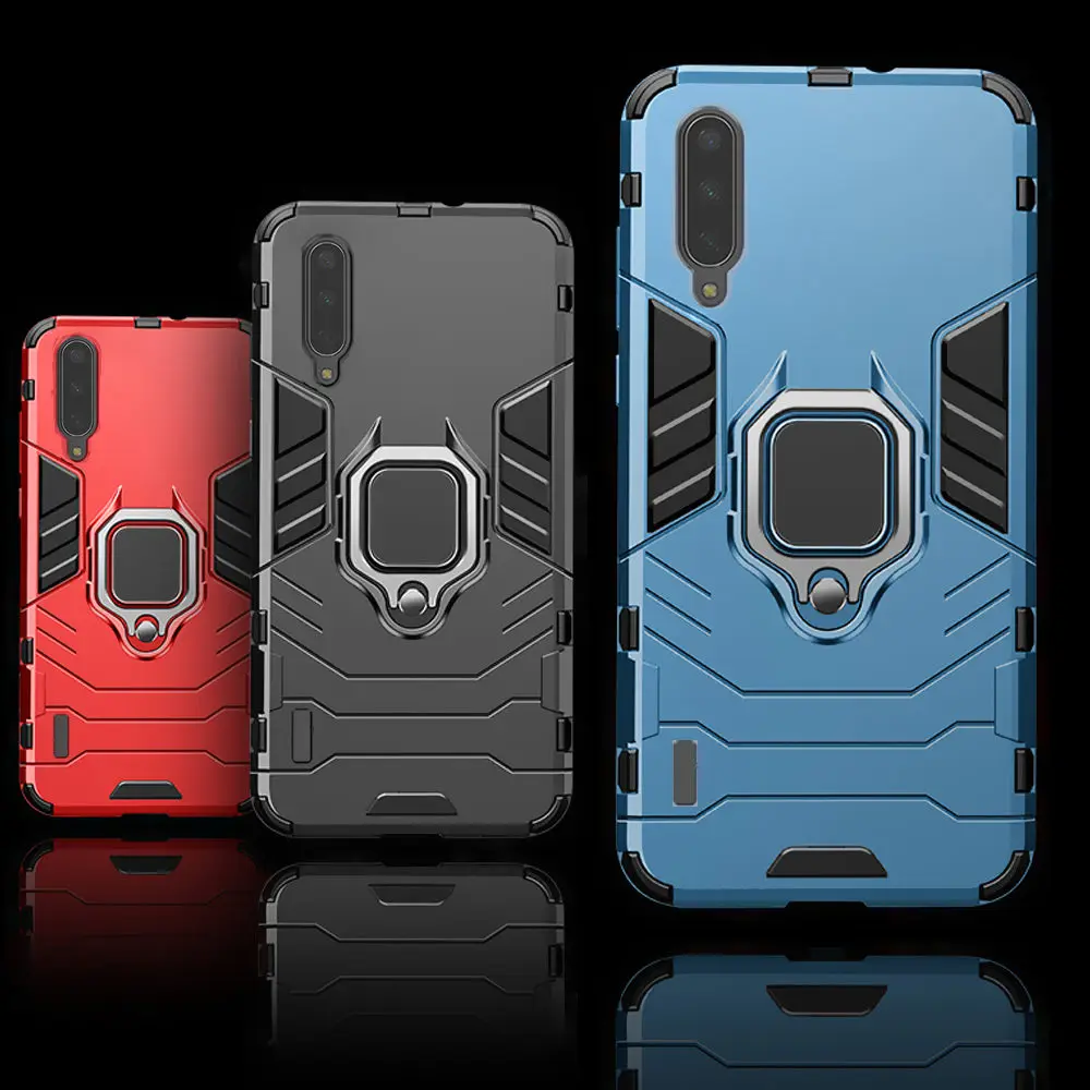 

For Xiaomi Mi A3 Case 4 in 1 Armor PC Cover Finger Ring Holder Phone Case For Mi A 3 Mi CC9 CC 9e Cover Shockproof Bumper Shell