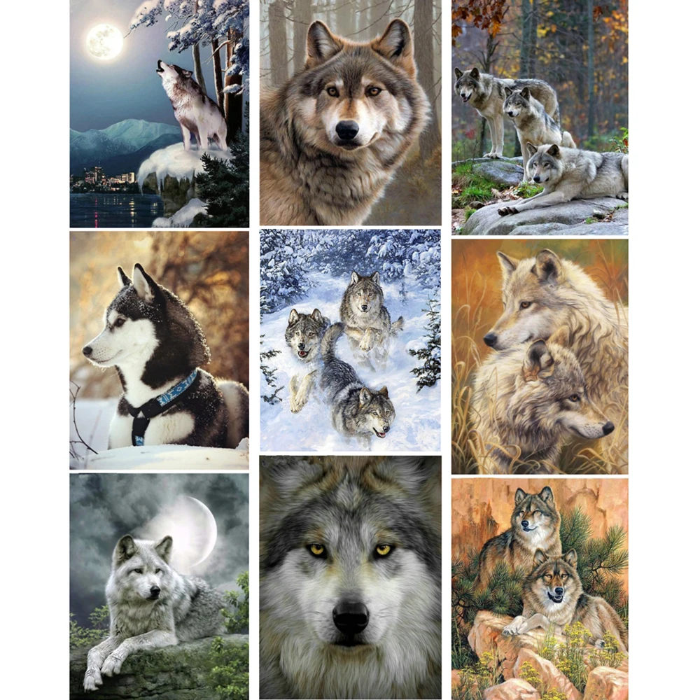 

Diamond Painting Full Square/ Round Drill Forest Animals Wolf 5D Daimond Painting Crystal Rhihestone Cross Stitch Picture M186