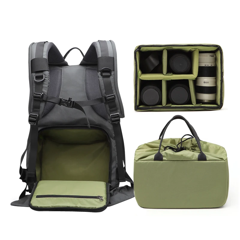 Waterproof Camera Backpack Multi-function Multi-pouch Digital SLR Padded Photography Bag with Rain Cover for Nikon Canon Sony
