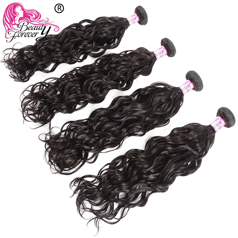 

BEAUTY FOREVER Brazilian Natural Wave Hair Weft 4 Bundles 100% Remy Human Hair Extensions Natural Color 10-26 inch Free Shipping