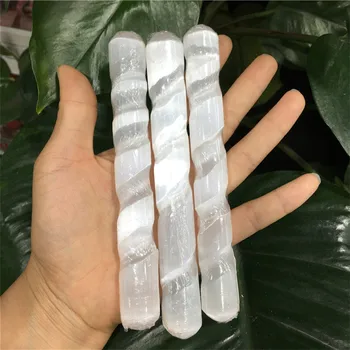 14-15CM Natural Clear Gypsum Selenite Crystal Wand Massage Stick Energy Stone Gemstone Wicca Decor Point Gift From Moroccan 5