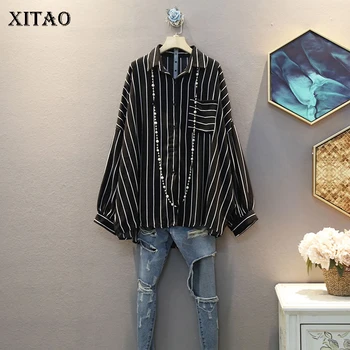 

XITAO Striped Patchwork Blouse Fashion New Women Single Breast Pocket Small Fresh 2020 Summer Minority Casual Shirt DMY4543