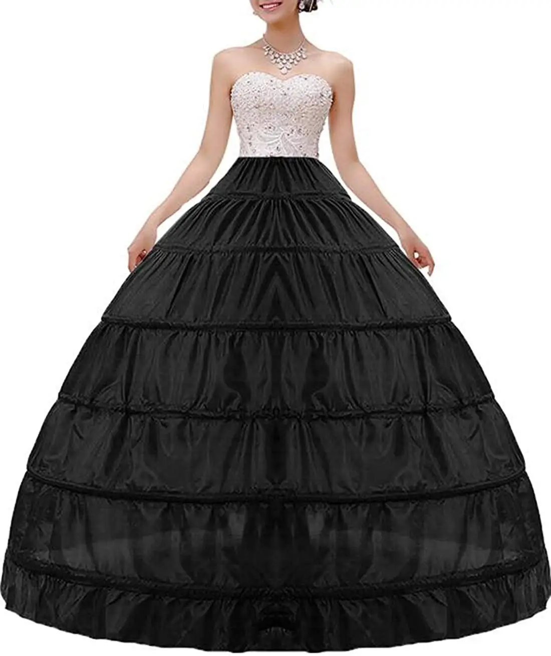Lady/Women 4 Hoop Petticoat Long Crinoline Bridal Underskirt Fancy Skirt Slips 