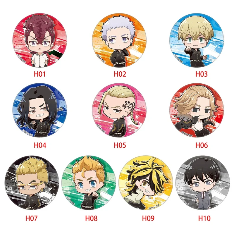 58mm Anime Tokyo Revengers Figure Cosplay Medal Badge Round Brooch Pin Clothing Decoration Gifts Kids Collection Toy Metal