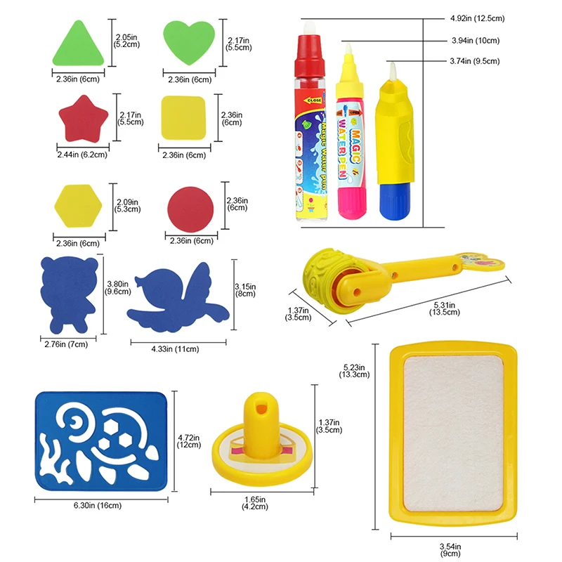 Мультяшный магический коврик для рисования с 4 водными красками ручка и 1 роликовый штамп набор Обучающие игрушки доска для рисования для детей Детский подарок