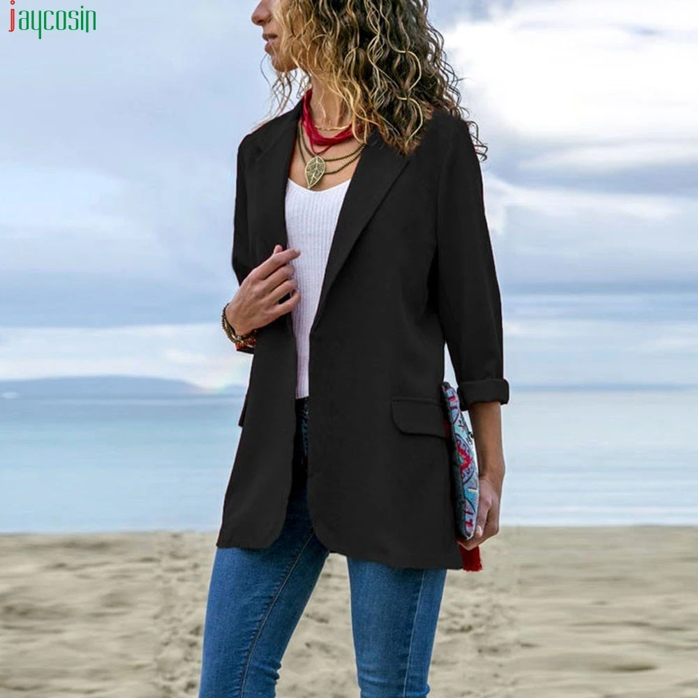 

JAYCOSIN Fashion Jackets Women Long Sleeve Cardigans Solid Color Basic Coat Women Open Front Jackets female Casual Clothing 2019