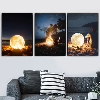 

Surrealism Moon Nordic Posters And Prints Creativity Wall Art Canvas Painting Wall Pictures For Living Room Bedroom Home Decor