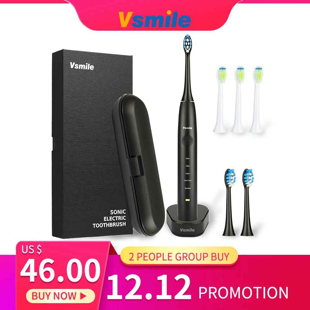

Vsmile Sonic Electric Toothbrush with stylish gift box 2200mAh Battery 80 Days on One Charge 5 Modes gift for women and men