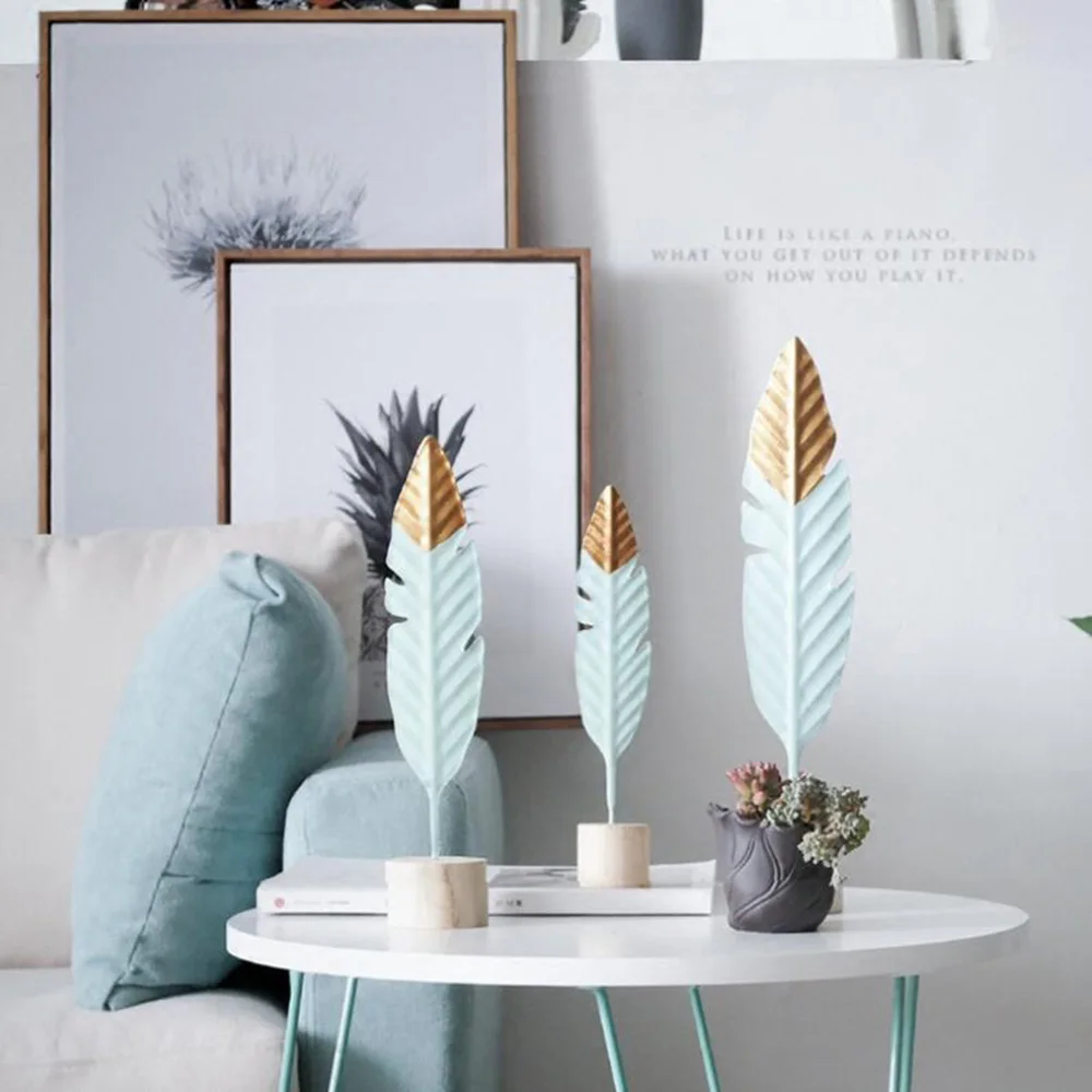 

1PC Creative Wrought Iron Feather for Bedroom Metal Decoration Furnishings Home Living Room Gift Ornaments Modern Decorations