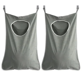 

2pcs Door Hanging Bag Oxford Fabric Laundry Hamper Bag Storage Organizer for Closet Dorm Bedroom Bathroom (Dark Grey)