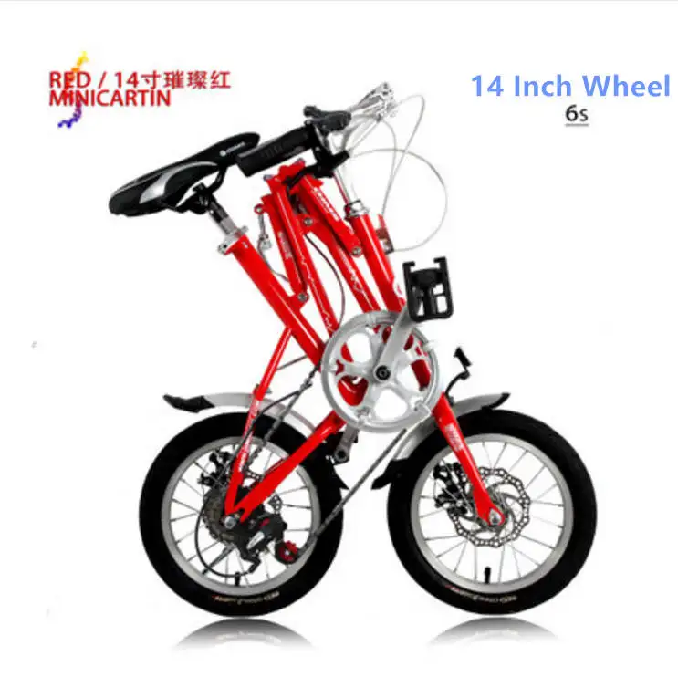 Бренд 12/14 дюймов углеродистая сталь быстрый складной велосипед дорожный велосипед качество детский мини велосипед - Цвет: 14 inch B red