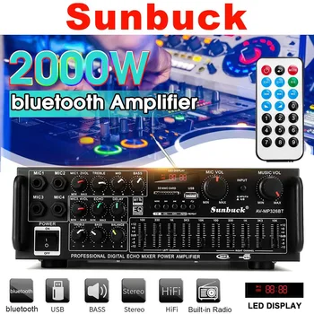

bluetooth 5.0 Professional Amplificador Stereo HiFi Subwoofer Audio Power Amplifier with Remoto Control 2000W 12V/220V