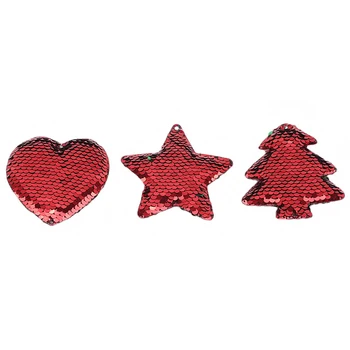 

3 pcs/set DIY Christmas Heart Star Tree Cloth Sequins Pendant Ornaments Xmas Gifts Tree Noel Decoration